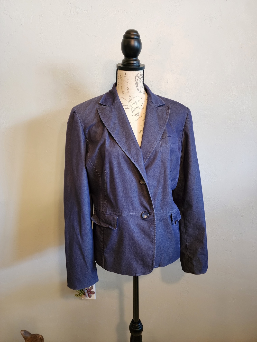 LOFT Navy Blue Tailored Chambray Blazer